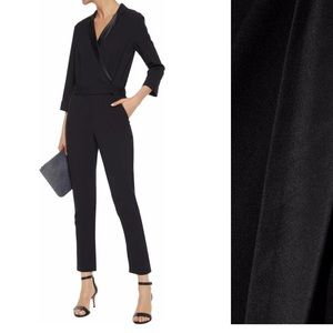 IRIS & INK wrapeffect satin trimmed crepe jumpsuit